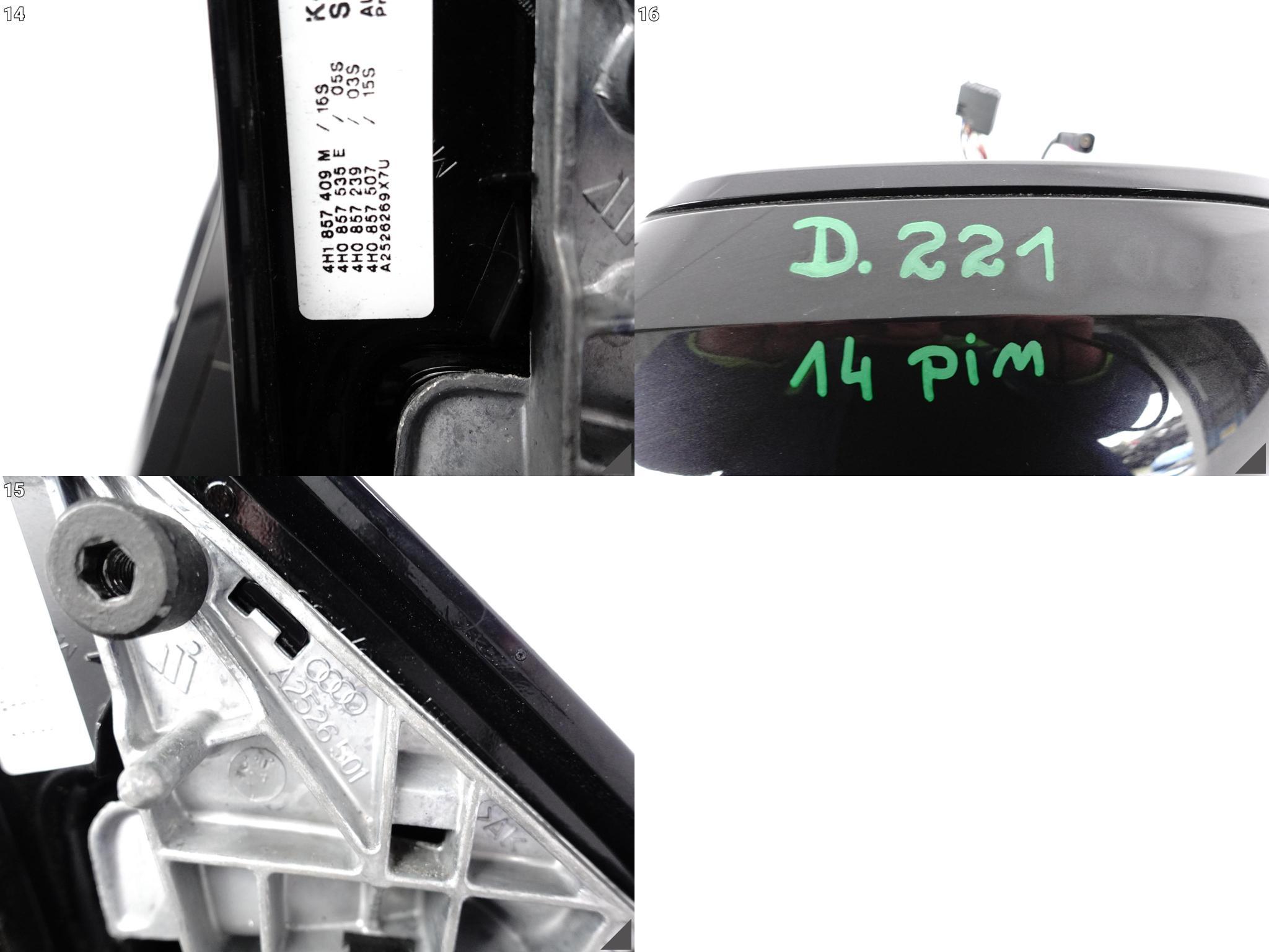 AUDI A8 4H0 4H1 D4 13-17 LIFT LUSTERKO ZEWNĘTRZNE LEWE KAMERA 14+1 PIN 4N4N AUDI A8 4H0 4H1 D4 13-17 LIFT LUSTERKO ZEWNĘTRZNE LEWE KAMERA 14+1 PIN 4N4N - obrazek 12