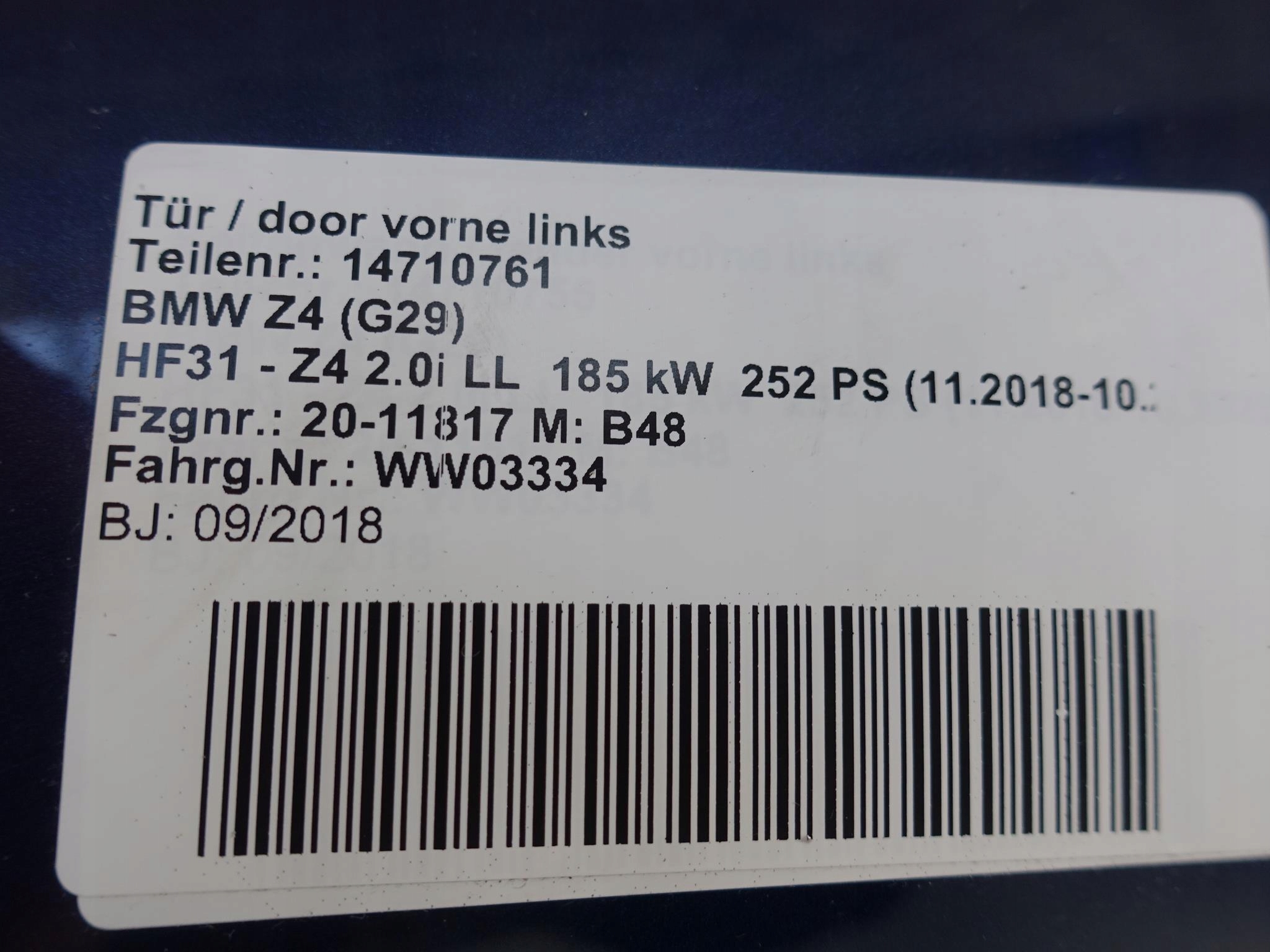 BMW Z4 G29 ROADSTER DRZWI LEWE PRZÓD KOMPLETNE EU BMW Z4 G29 ROADSTER DRZWI LEWE PRZÓD KOMPLETNE EU - obrazek 7