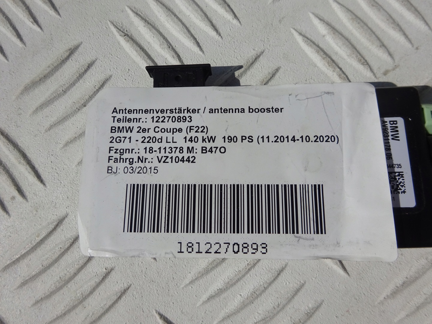 BMW F22 WZMACNIACZ ANTENOWY AM/FM ANTENA 9231178 BMW F22 WZMACNIACZ ANTENOWY AM/FM ANTENA 9231178 - obrazek 4
