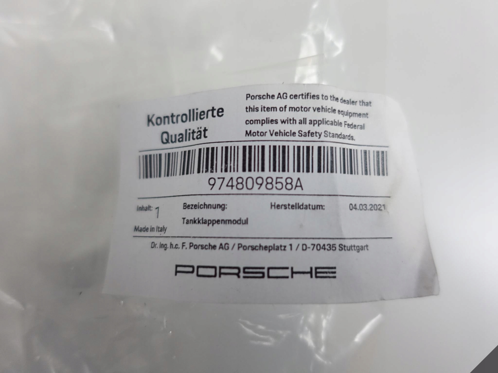 PORSCHE PANAMERA 974 KLAPKA WLEW PALIWA+MODUŁ PORSCHE PANAMERA 974 KLAPKA WLEW PALIWA+MODUŁ - obrazek 8