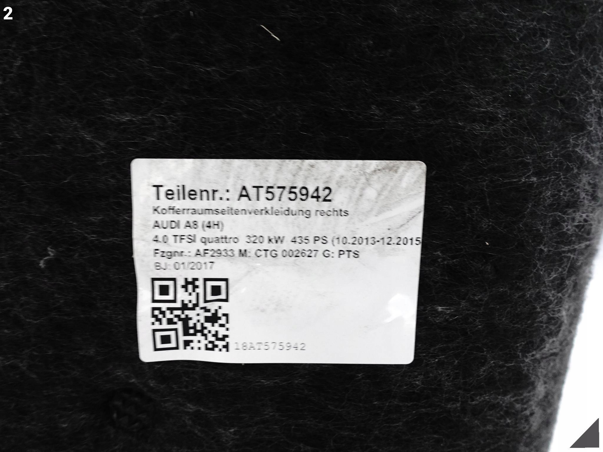AUDI A8 S8 4H0 D4 LIFT 13-17 PRAWY BOCZEK TAPICERKA BAGAŻNIKA LIMUZYNA LONG AUDI A8 S8 4H0 D4 LIFT 13-17 PRAWY BOCZEK TAPICERKA BAGAŻNIKA LIMUZYNA LONG - obrazek 3