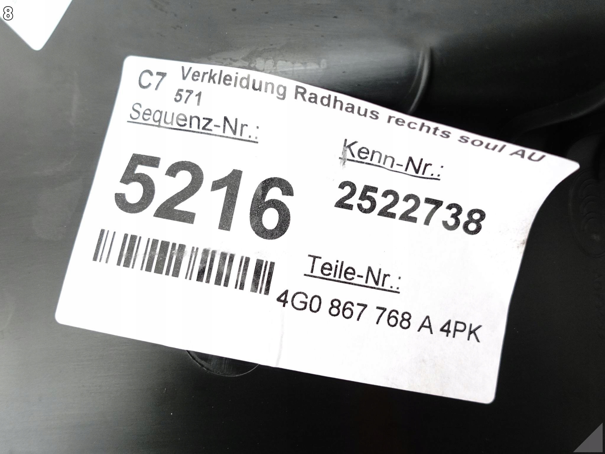 AUDI A6 S6 C7 4G0 10-18 LIFT LISTWA OSŁONA POSZYCIE PRAWEGO PRÓGU TYŁ 4PK AUDI A6 S6 C7 4G0 10-18 LIFT LISTWA OSŁONA POSZYCIE PRAWEGO PRÓGU TYŁ 4PK - obrazek 9