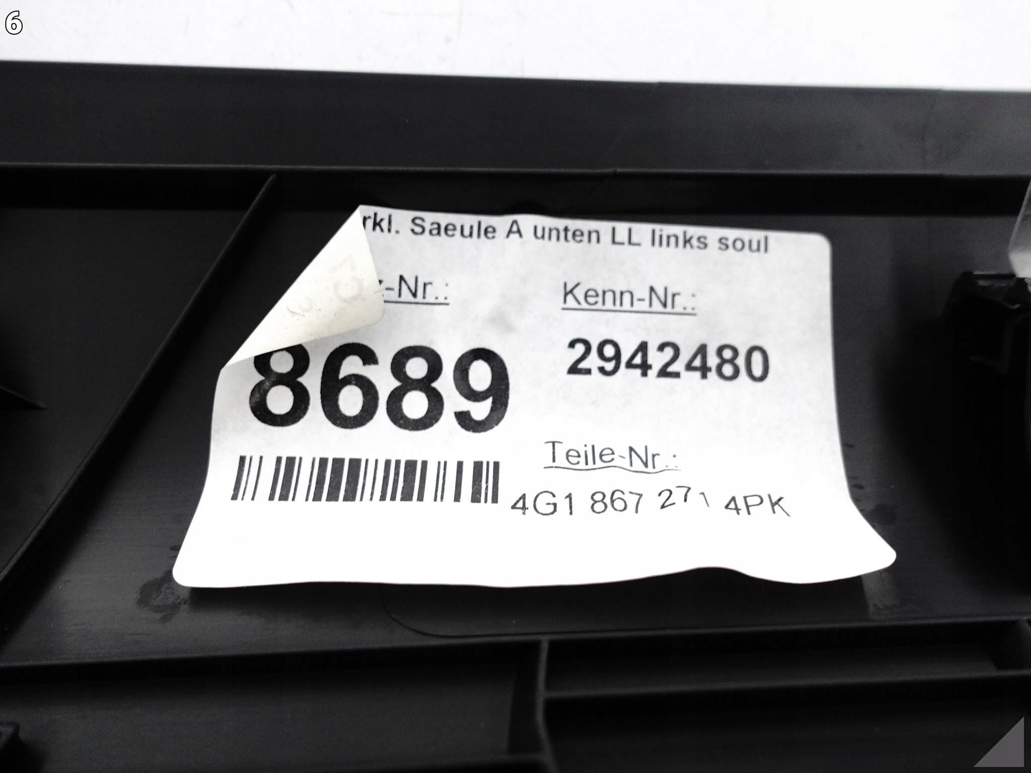 AUDI A6 S6 C7 4G1 A7 S7 4G8 10-18 LISTWA OSŁONA PRÓG SŁUPKA A LEWA PRZÓD AUDI A6 S6 C7 4G1 A7 S7 4G8 10-18 LISTWA OSŁONA PRÓG SŁUPKA A LEWA PRZÓD - obrazek 7