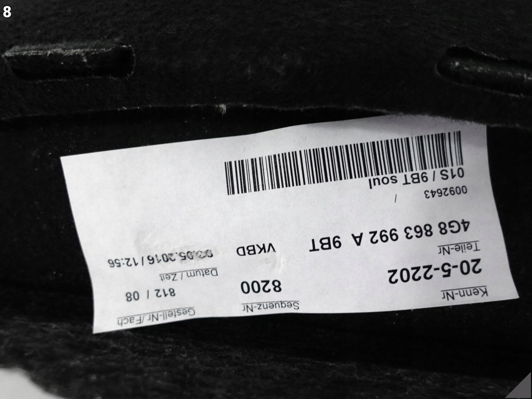 AUDI RS7 S7 A7 4G8 C7 10-18 LIFT BOCZEK TAPICERKA BAGAŻNIKA PRAWA 9BT AUDI RS7 S7 A7 4G8 C7 10-18 LIFT BOCZEK TAPICERKA BAGAŻNIKA PRAWA 9BT - obrazek 9