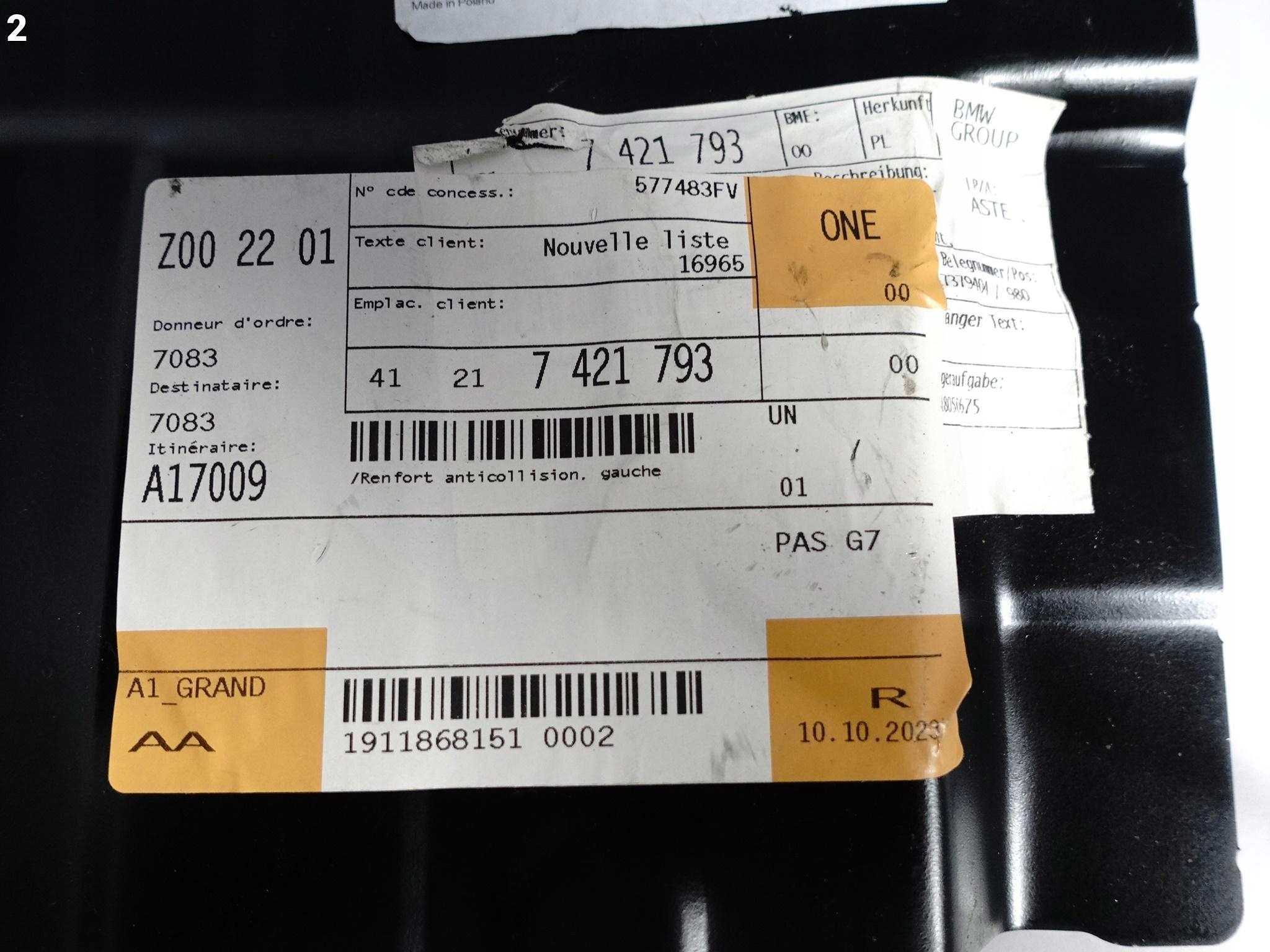 BMW G11 G12 LCI WSPORNIK WZMOCNIENIE BLACHA LEWY PRZÓD BMW G11 G12 LCI WSPORNIK WZMOCNIENIE BLACHA LEWY PRZÓD - obrazek 3