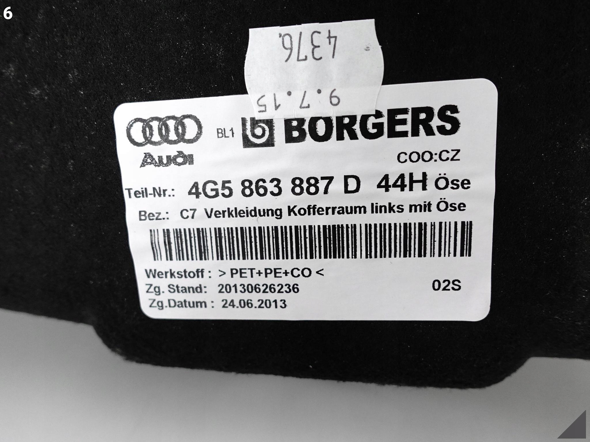 AUDI A6 C7 4G5 10-18 LIFT LIMUZYNA SEDAN BOCZEK TAPICERKA BAGAŻNIKA LEWA AUDI A6 C7 4G5 10-18 LIFT LIMUZYNA SEDAN BOCZEK TAPICERKA BAGAŻNIKA LEWA - obrazek 7