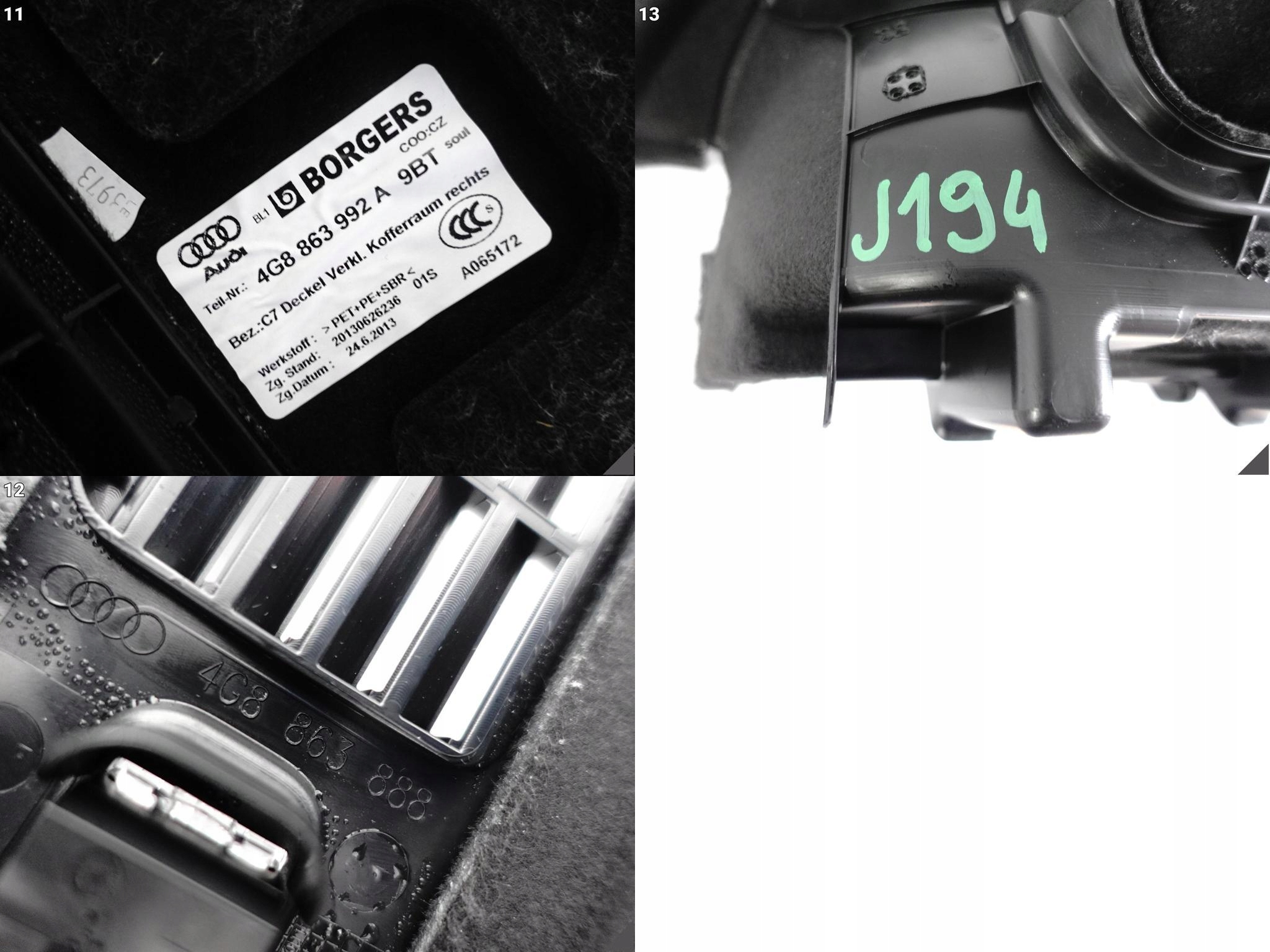 AUDI RS7 S7 A7 4G8 C7 10-18 LIFT BOCZEK TAPICERKA BAGAŻNIKA PRAWA 9BT AUDI RS7 S7 A7 4G8 C7 10-18 LIFT BOCZEK TAPICERKA BAGAŻNIKA PRAWA 9BT - obrazek 12