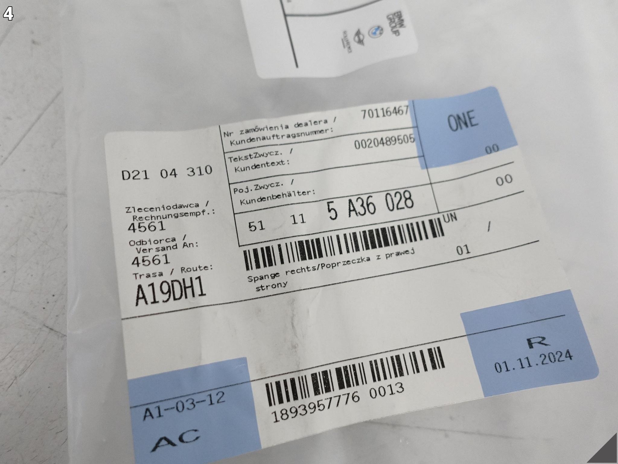 BMW 5 G60 G61 M-PAKIET MSP 23- LISTWA ZAŚLEPKA W ZDERZAK PRAWA PRZÓD BMW 5 G60 G61 M-PAKIET MSP 23- LISTWA ZAŚLEPKA W ZDERZAK PRAWA PRZÓD - obrazek 5