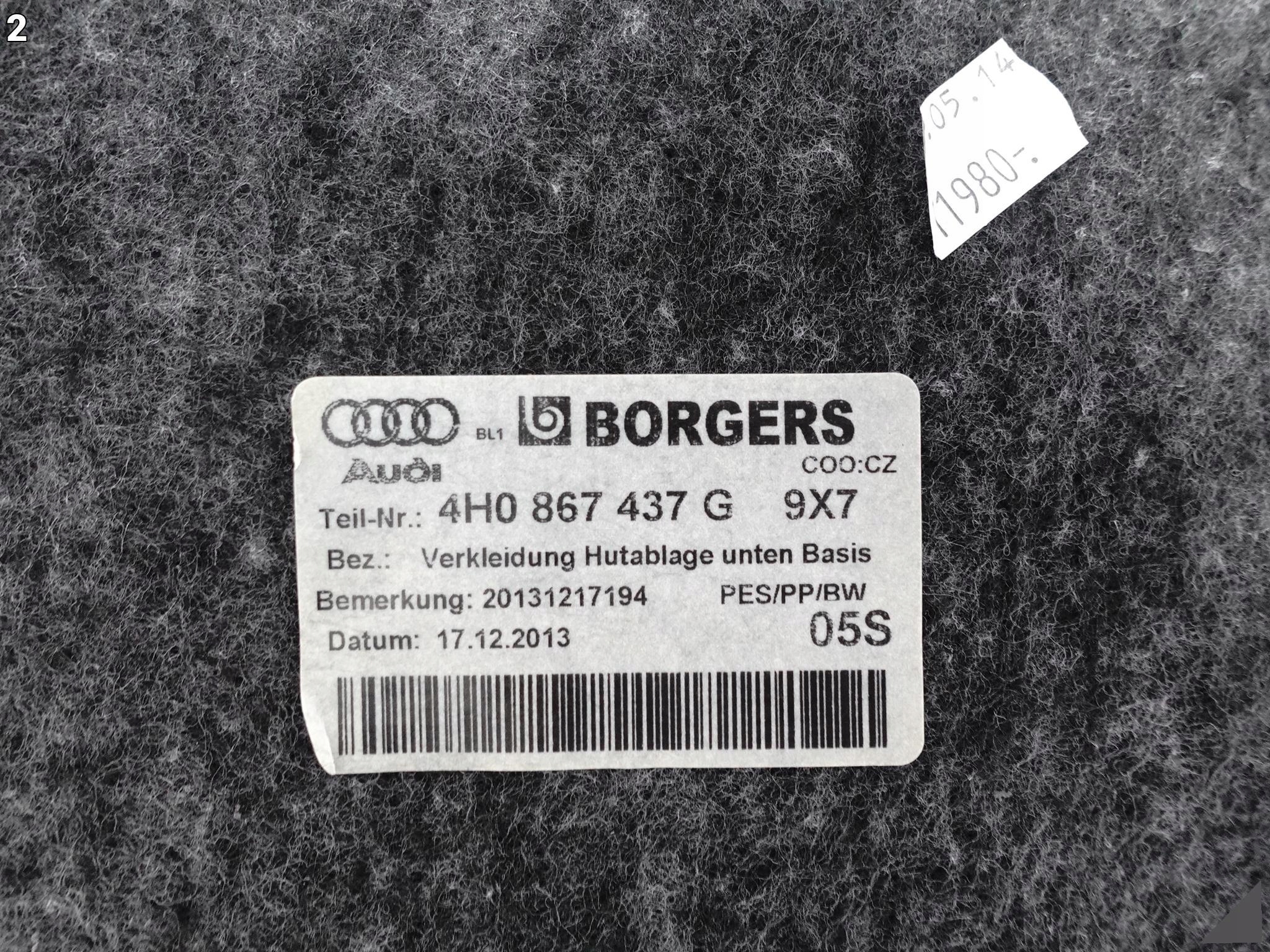 AUDI A8 4H0 D4 LIFT 13-17 TAPICERKA TYLNEJ PÓŁKI BAGAŻNIKA LIMUZYNA LONG AUDI A8 4H0 D4 LIFT 13-17 TAPICERKA TYLNEJ PÓŁKI BAGAŻNIKA LIMUZYNA LONG - obrazek 3