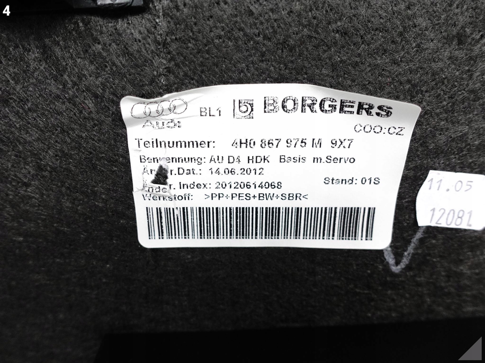 AUDI A8 S8 4H0 D4 LIFT 13-17 TAPICERKA POSZYCIE KLAPY BAGAŻNIKA LONG 9X7 AUDI A8 S8 4H0 D4 LIFT 13-17 TAPICERKA POSZYCIE KLAPY BAGAŻNIKA LONG 9X7 - obrazek 5