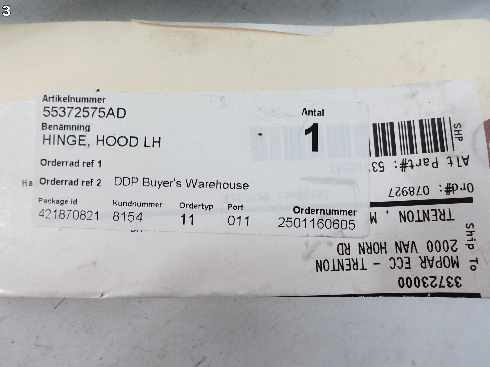 DODGE RAM 1500 09-24 ZAWIAS MASKI POKRYWY SILNIKA LEWY PRZÓD NOWY ORG DODGE RAM 1500 09-24 ZAWIAS MASKI POKRYWY SILNIKA LEWY PRZÓD NOWY ORG - obrazek 4
