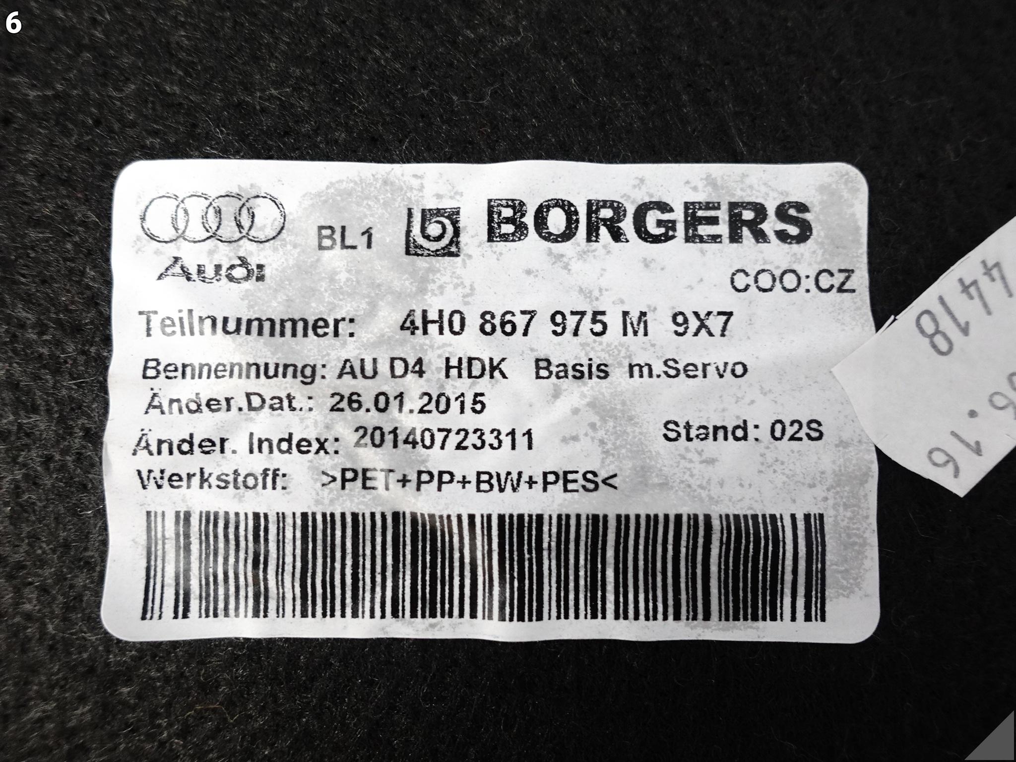 AUDI S8 A8 4H0 D4 LIFT 13-17 TAPICERKA POSZYCIE KLAPY BAGAŻNIKA TYŁ 9X7 AUDI S8 A8 4H0 D4 LIFT 13-17 TAPICERKA POSZYCIE KLAPY BAGAŻNIKA TYŁ 9X7 - obrazek 7