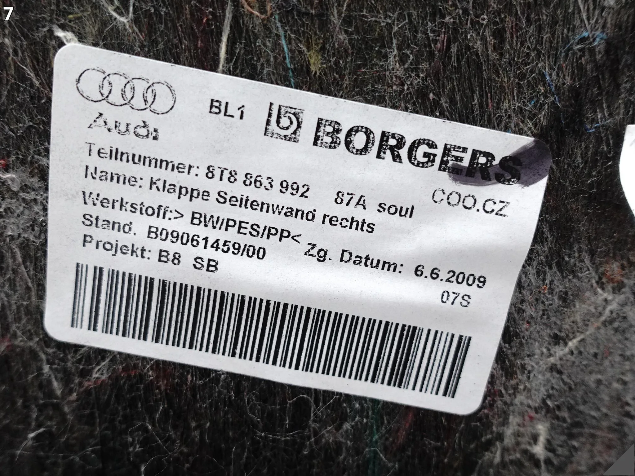 AUDI A5 S5 8T8 B8 LIFT 07-16 SPORTBACK BOCZEK TAPICERKA BAGAŻNIKA PRAWA ZSD AUDI A5 S5 8T8 B8 LIFT 07-16 SPORTBACK BOCZEK TAPICERKA BAGAŻNIKA PRAWA ZSD - obrazek 8