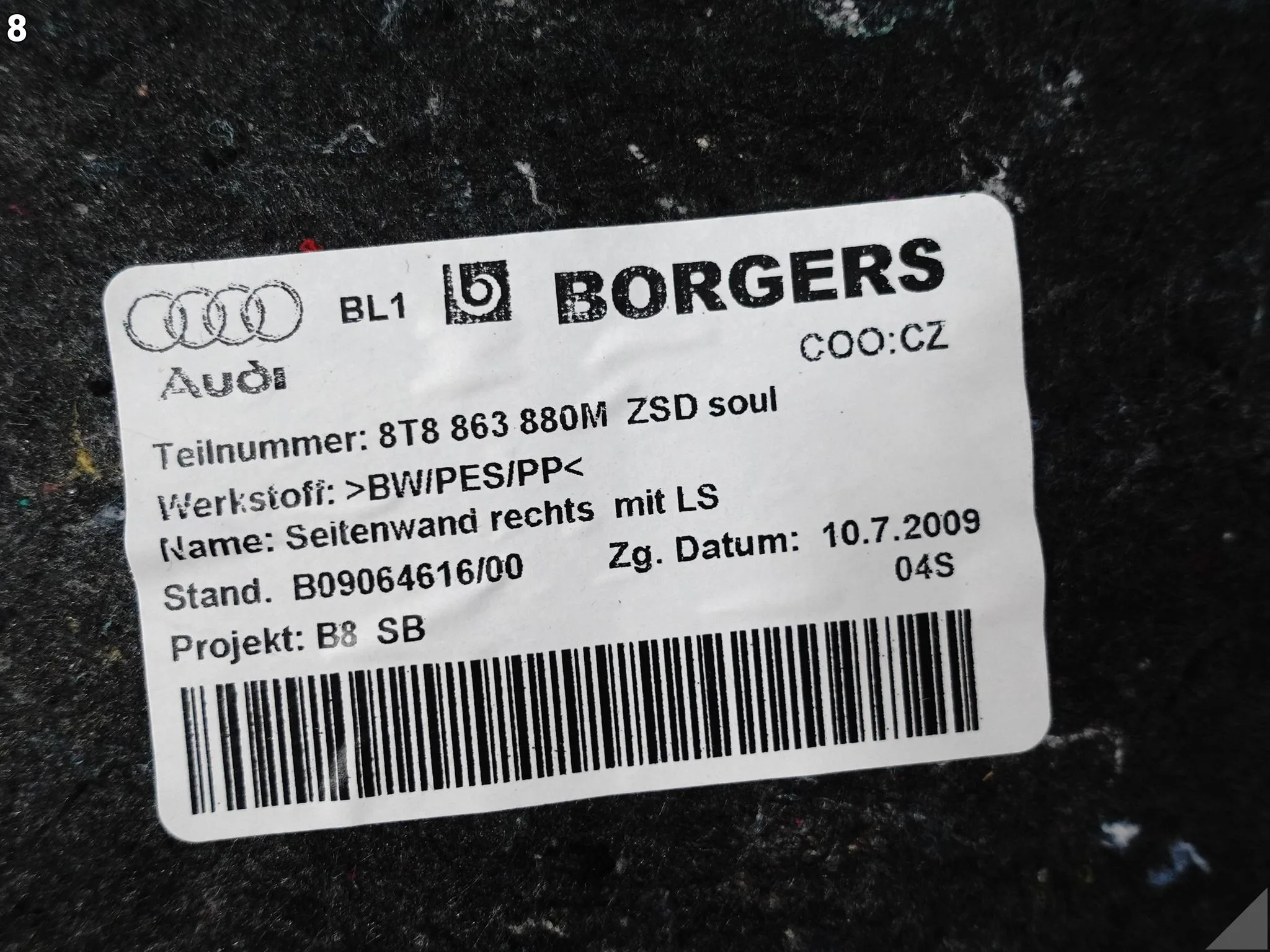 AUDI A5 S5 8T8 B8 LIFT 07-16 SPORTBACK BOCZEK TAPICERKA BAGAŻNIKA PRAWA ZSD AUDI A5 S5 8T8 B8 LIFT 07-16 SPORTBACK BOCZEK TAPICERKA BAGAŻNIKA PRAWA ZSD - obrazek 9
