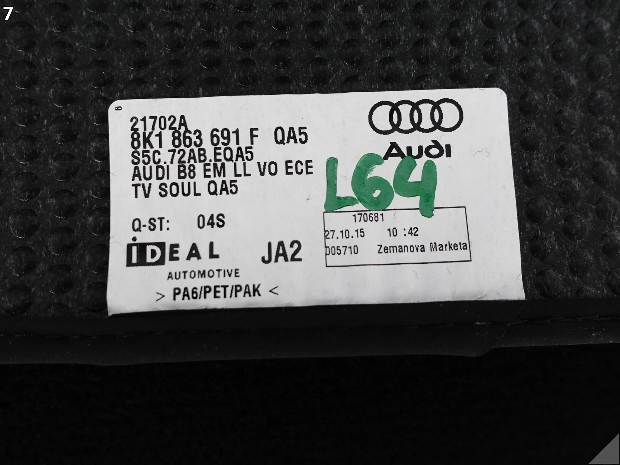 AUDI A5 S5 8T0 A4 S4 8K0 B8 LIFT 11-16 KOMPLET DYWANIKÓW WELUROWYCH EU QA5 AUDI A5 S5 8T0 A4 S4 8K0 B8 LIFT 11-16 KOMPLET DYWANIKÓW WELUROWYCH EU QA5 - obrazek 8