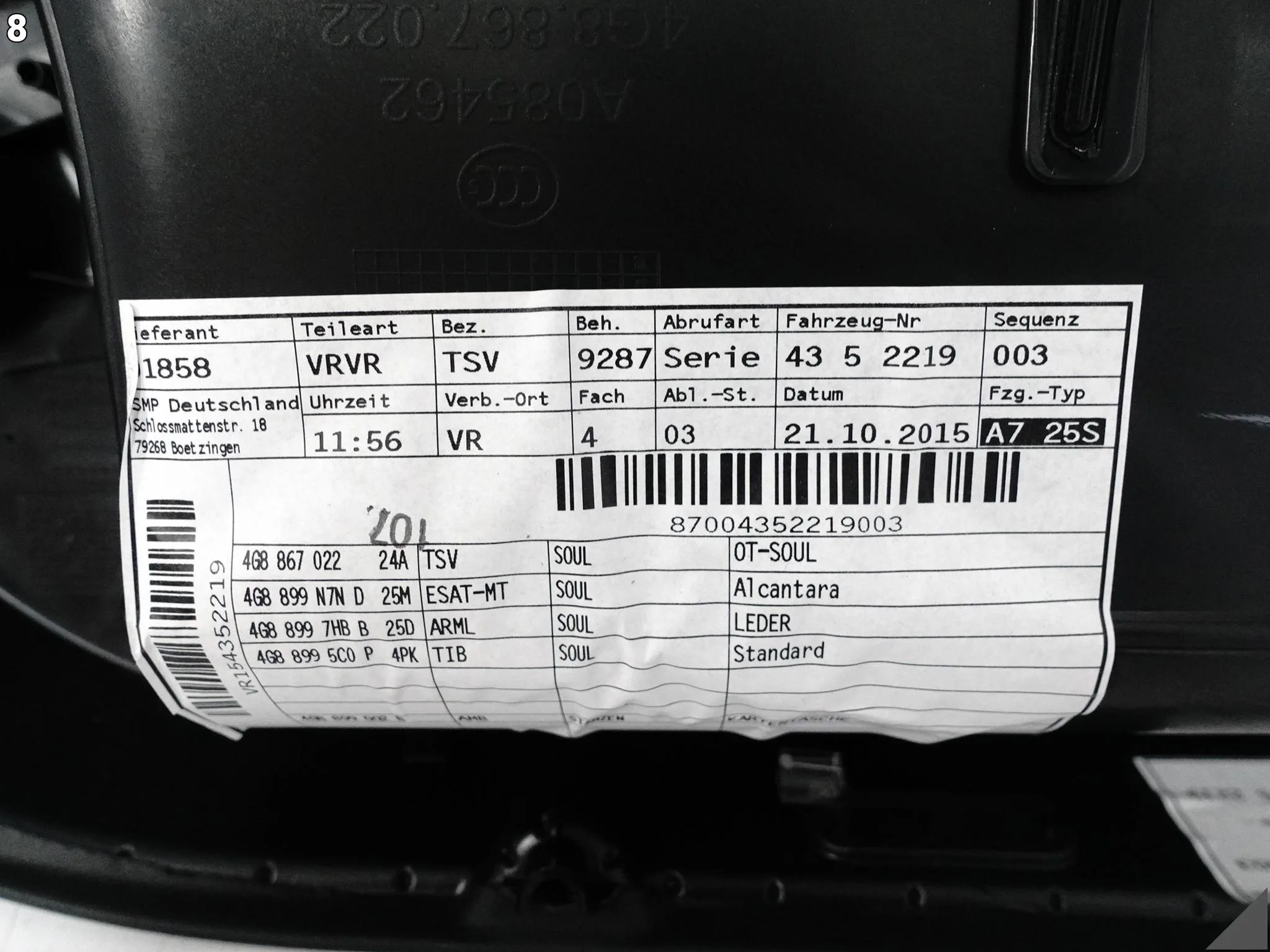 AUDI A7 S7 RS7 C7 4G8 10-18 TAPICERKA DRZWI PRAWY PRZÓD ALCANTARA SOUL AUDI A7 S7 RS7 C7 4G8 10-18 TAPICERKA DRZWI PRAWY PRZÓD ALCANTARA SOUL - obrazek 9