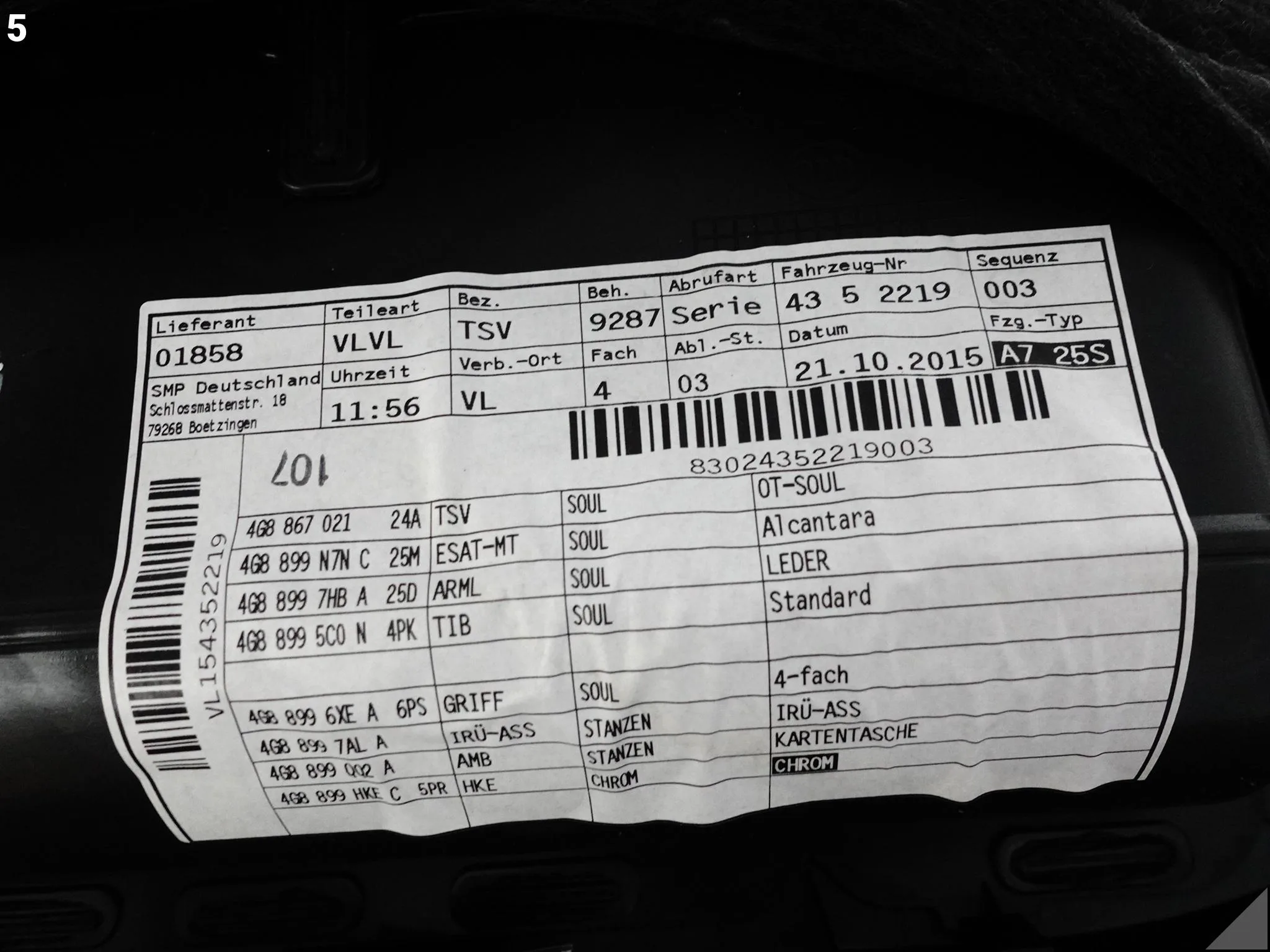 AUDI A7 S7 RS7 C7 4G8 10-18 TAPICERKA DRZWI LEWY PRZÓD ALCANTARA SOUL AUDI A7 S7 RS7 C7 4G8 10-18 TAPICERKA DRZWI LEWY PRZÓD ALCANTARA SOUL - obrazek 6