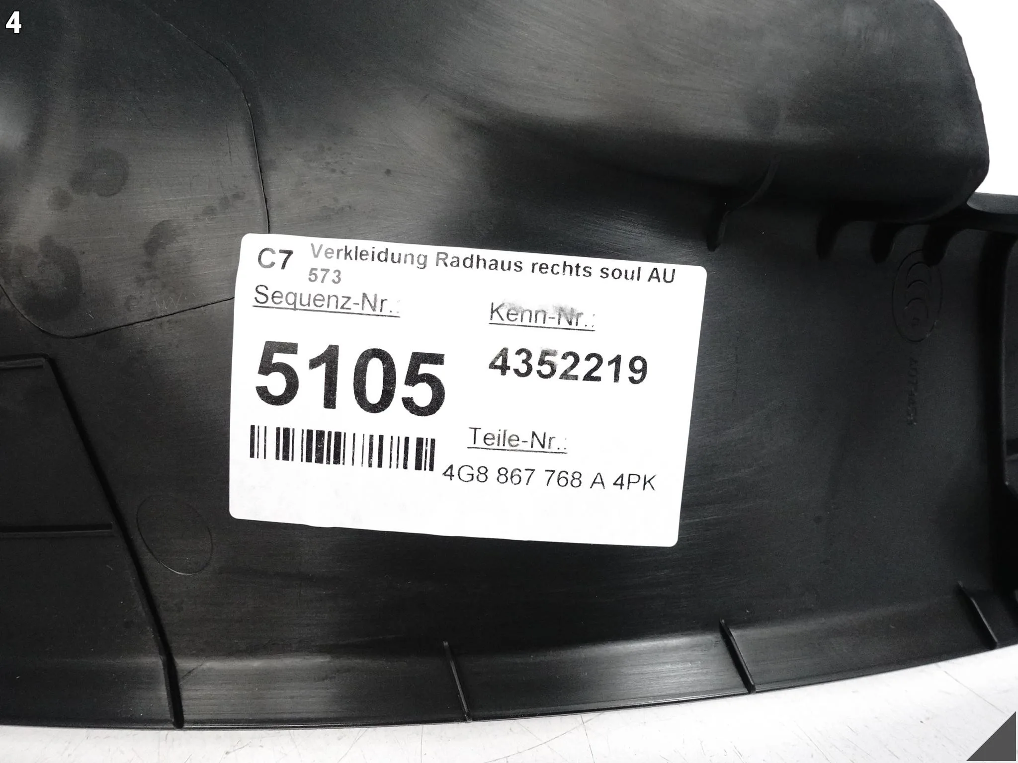 AUDI A7 S7 RS7 C7 4G8 10-18 LISTWA POSZYCIE OSŁONA PROGU PRAWA TYŁ 4PK SOUL AUDI A7 S7 RS7 C7 4G8 10-18 LISTWA POSZYCIE OSŁONA PROGU PRAWA TYŁ 4PK SOUL - obrazek 5