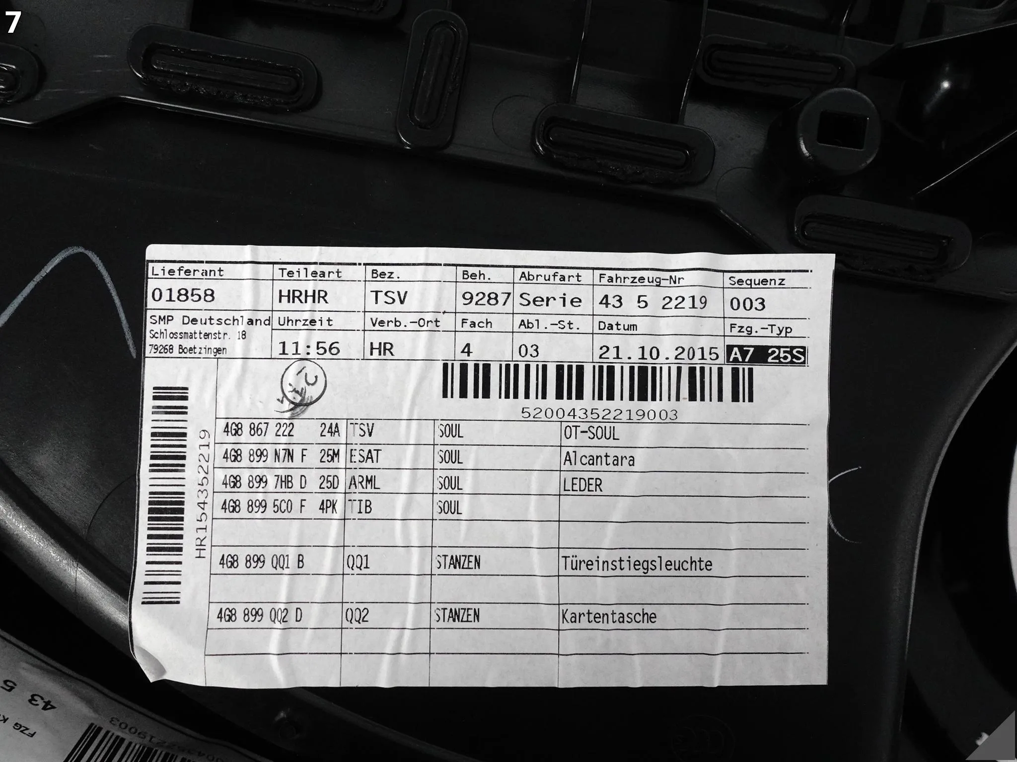 AUDI A7 S7 RS7 C7 4G8 10-18 TAPICERKA BOCZEK DRZWI PRAWY TYŁ ALCANTARA SOUL AUDI A7 S7 RS7 C7 4G8 10-18 TAPICERKA BOCZEK DRZWI PRAWY TYŁ ALCANTARA SOUL - obrazek 8