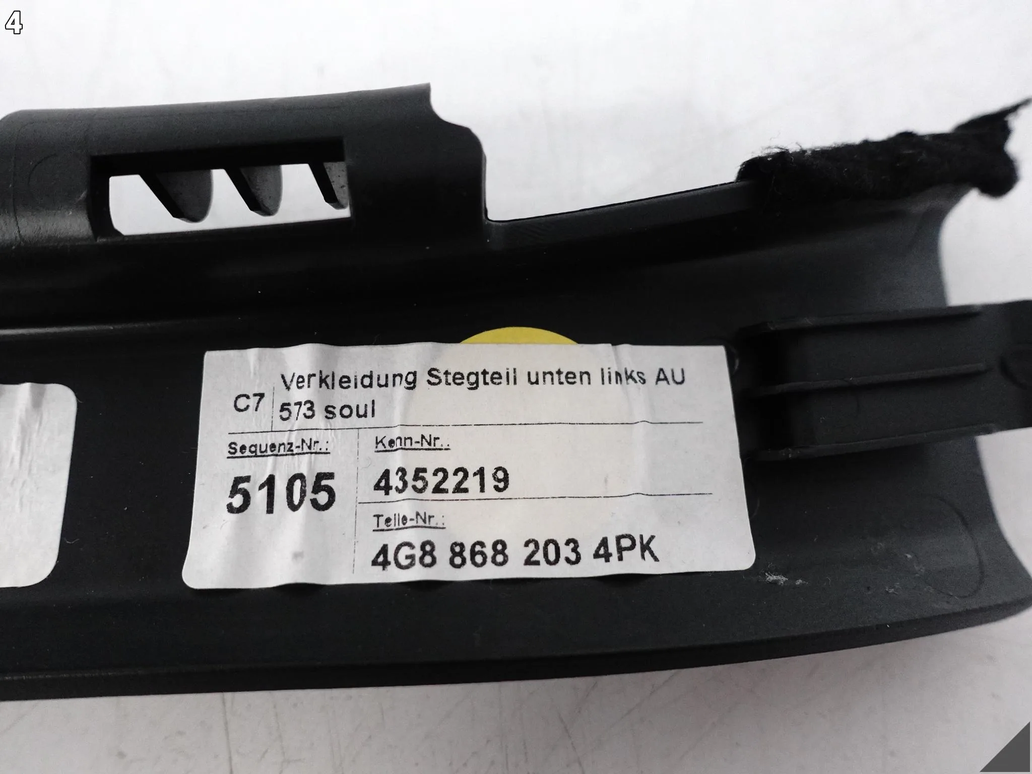 AUDI A7 S7 RS7 4G8 C7 10-18 LISTWA OSŁONA POSZYCIE SŁUPEK A LEWY SOUL 4PK AUDI A7 S7 RS7 4G8 C7 10-18 LISTWA OSŁONA POSZYCIE SŁUPEK A LEWY SOUL 4PK - obrazek 5