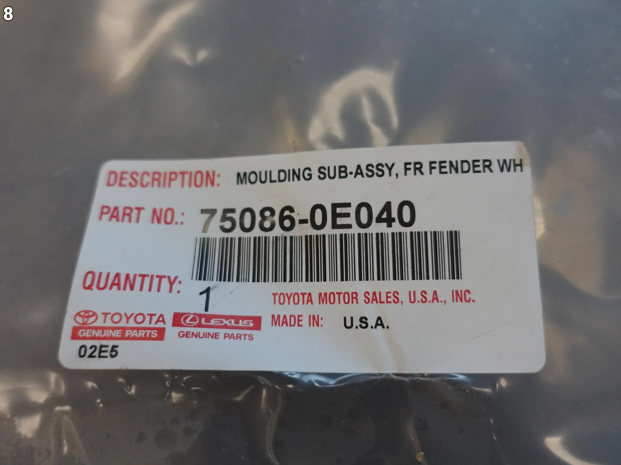 TOYOTA HIGHLANDER IV 4 19- LISTWA NAKŁADKA NA BŁOTNIK PRZÓD LEWA ORG TOYOTA HIGHLANDER IV 4 19- LISTWA NAKŁADKA NA BŁOTNIK PRZÓD LEWA ORG - obrazek 9