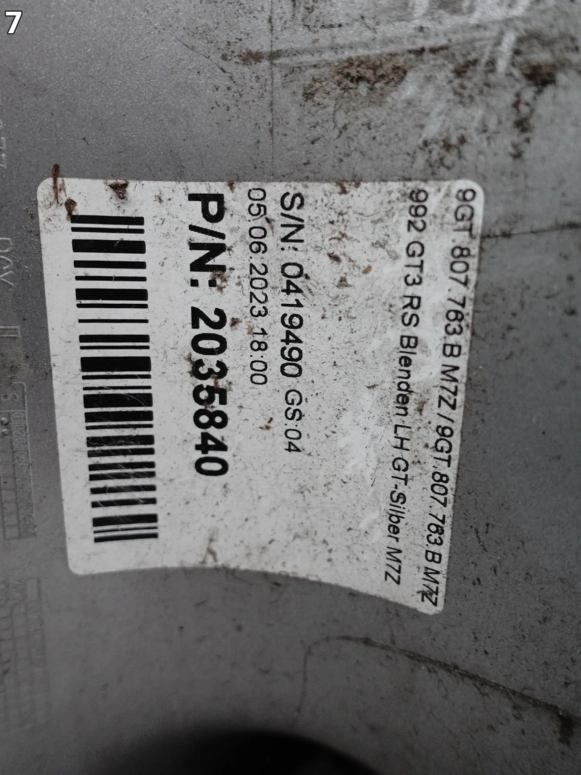 PORSCHE 911 992 9GT GT3RS GT3 RS 21- OSŁONA NAKŁADKA BŁOTNIK PRZÓD LEWA M7Z 383296c9a0e78f233ad8d89de4adc5a7
