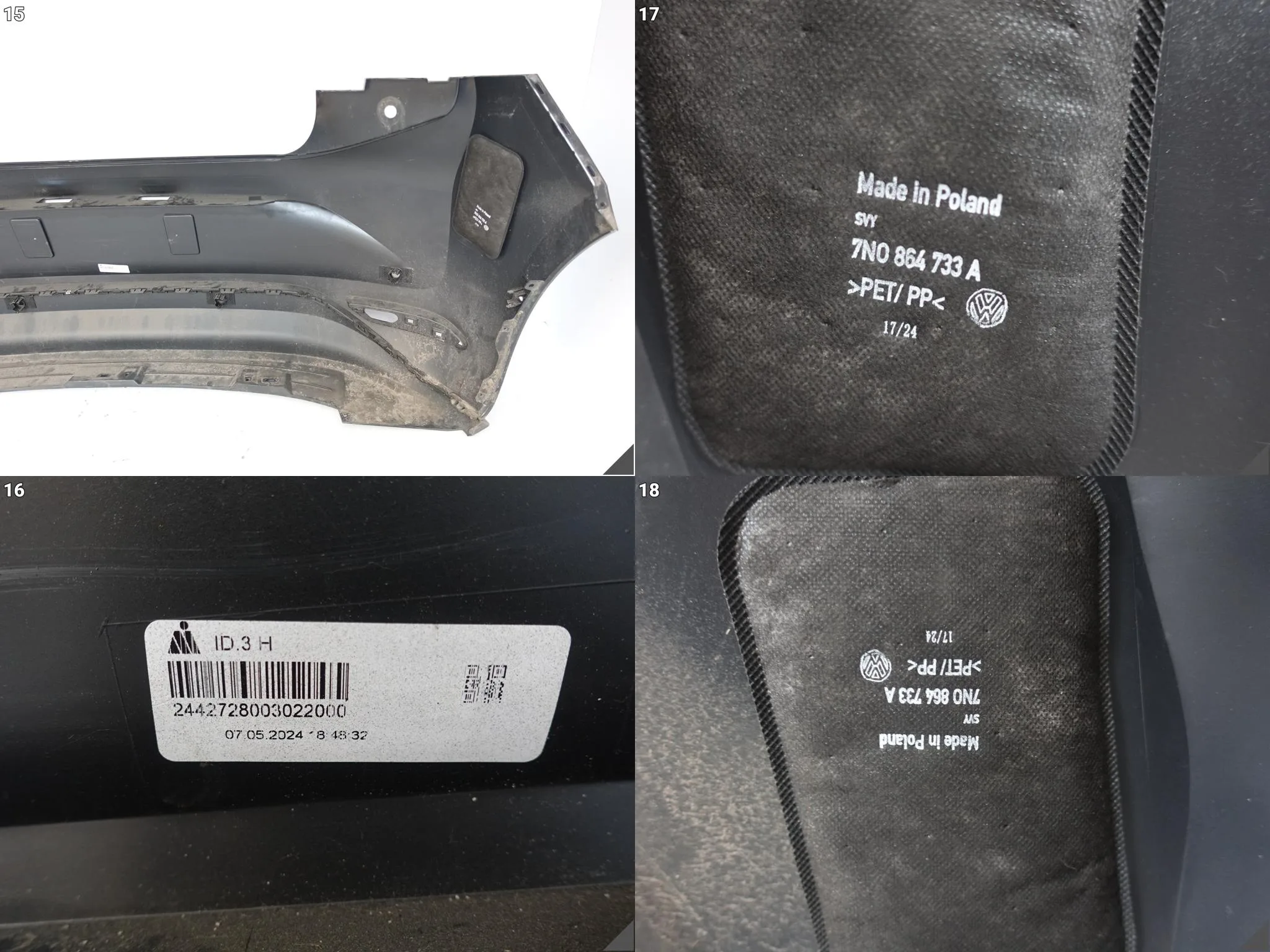 VW ID3 ID.3 10A 19-26 ZDERZAK BUMPER DYFUZOR SPOILER TYŁ (6xPDC) 099c3588f6788531b9e0b6d3b91f2b33