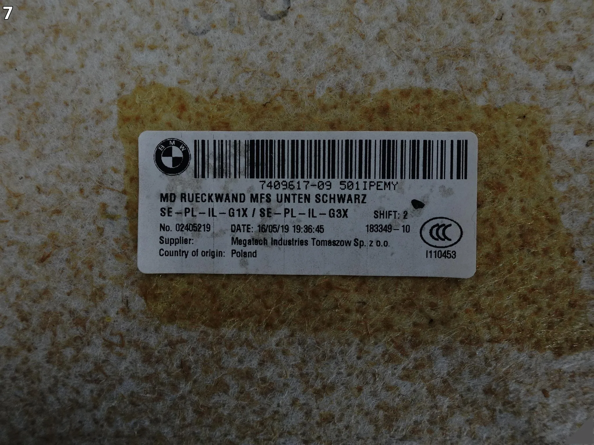 BMW 7 G12 5 G30 X5 G05 X6 G06 TYLNI PANEL OPARCIA FOTELA KOMFORT PRZÓD R=L 01d998c91e0250748b04627548280666