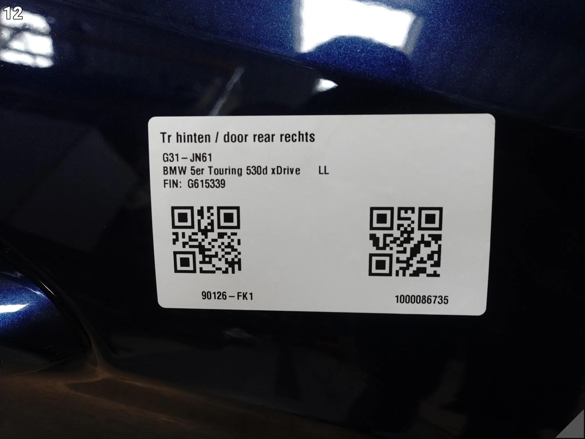 BMW 5 G31 TOURING LIFT 17-23 DRZWI TYŁ PRAWE + SZYBA MEDITERRAN BLAU C10 4ca03ff63e43ea1ccc4ba8424c6b789a